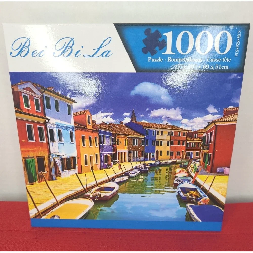 Bei Bi La_WHARF TOWN Victorian Houses Boats in Canal 1000pc Jigsaw‎ Puzzle